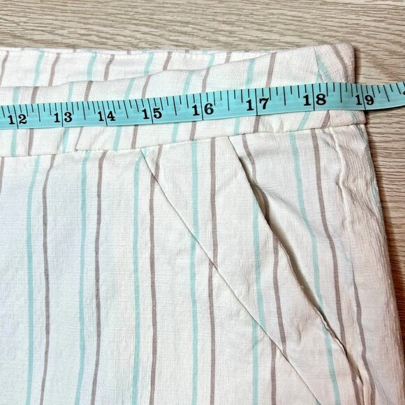 Kate Park Bermuda Shorts Women's 18W White with Baby Blue and Beige Stripes - Picture 6 of 9